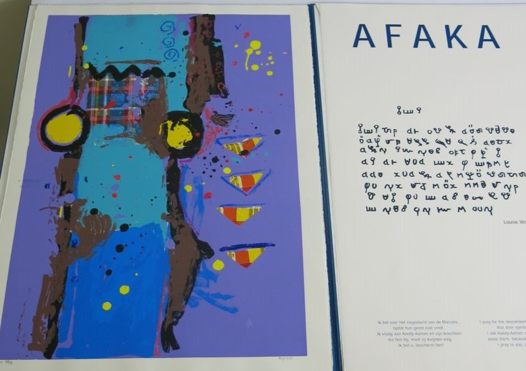 Marcel Pinas: Portfolio Afaka, 5x Zeefdruk (groot formaat) kopen? Bied vanaf 150!