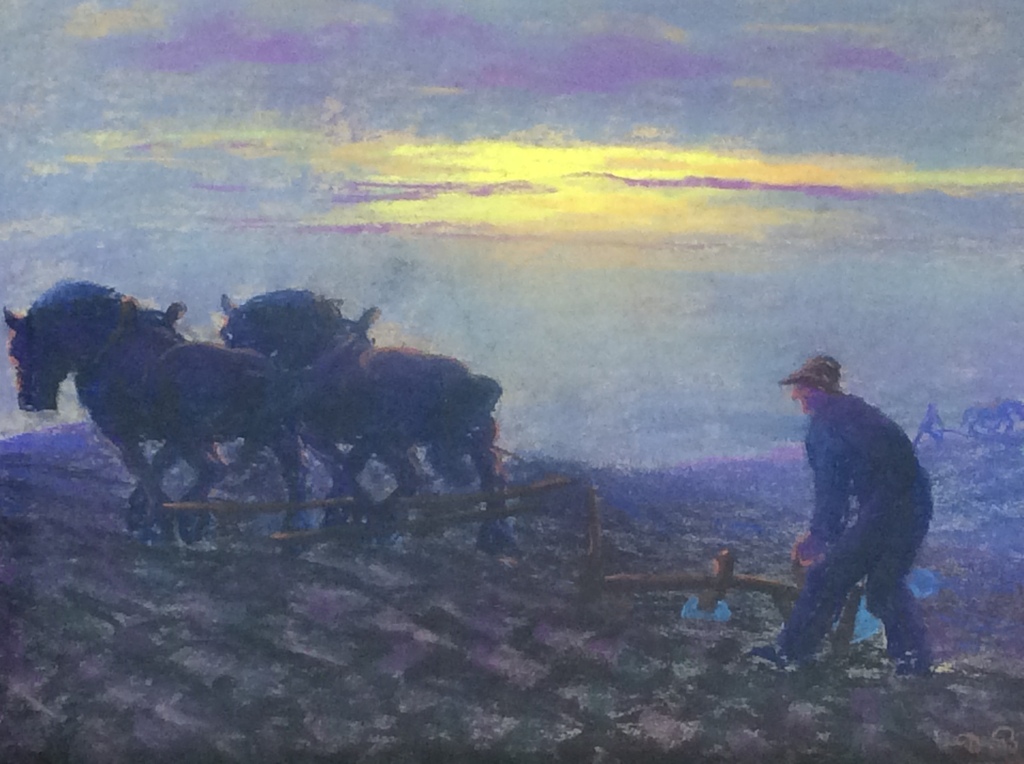 Jan Daniel Bout 1891-1965 “ Ploegende boer “ Pastel kopen? Bied vanaf 175!