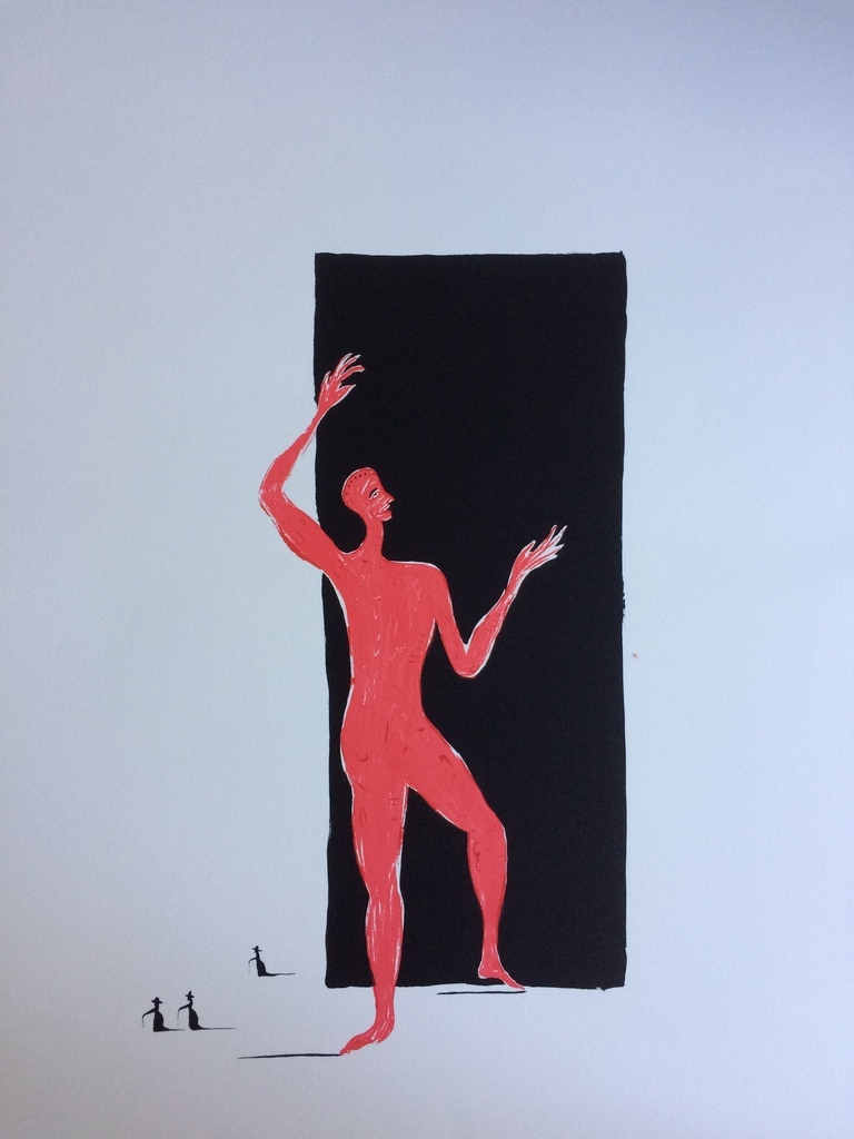 Karakteristieke zeefdruk van de beeldhouwer Henk Visch 70/100 in prima staat! verkocht voor € 95!