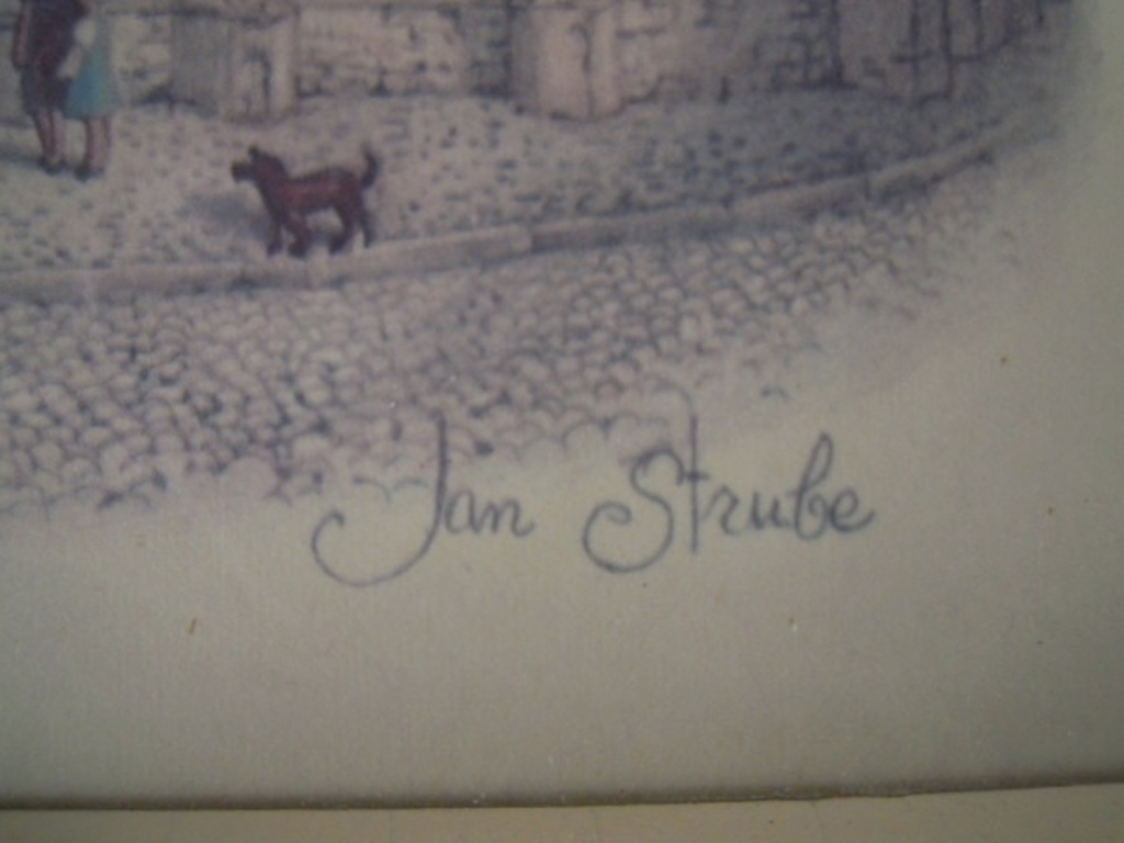 JAN STRUBE druk van grote kerk in Breda-hand gesigneerd   kopen? Bied vanaf 35!