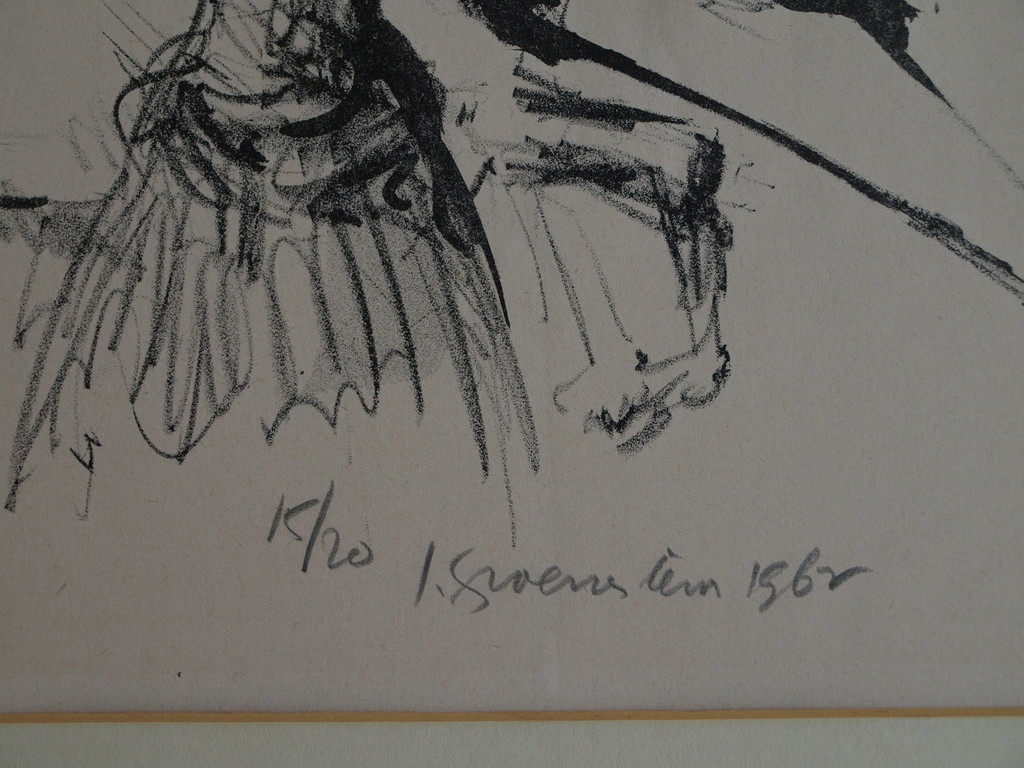 Jan Groenestein : Litho , Circuspaarden – gesigneerd & Ingelijst - 1962 kopen? Bied vanaf 100!
