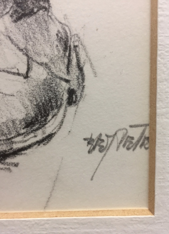 Onbekend gesigneerd: Litho, Kachel en schoenen - Ingelijst kopen? Bied vanaf 1!