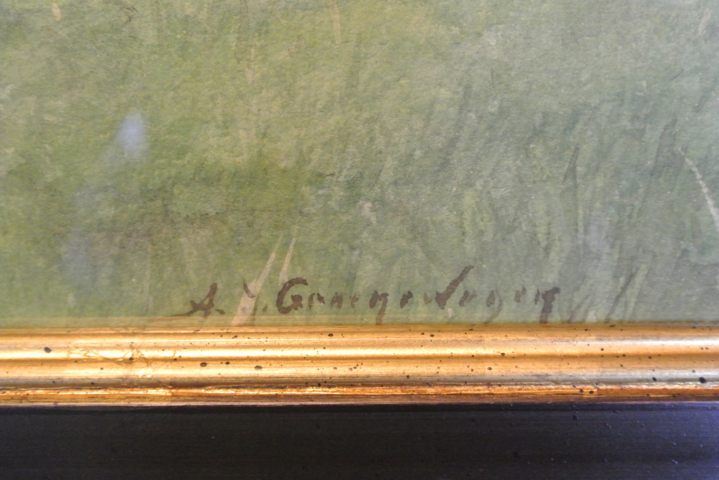 Aquarel A.J.Groenewegen 1874-1963 Koeien/Boer/Boerin/Boerderij kopen? Bied vanaf 850!
