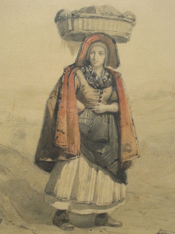 Petrus F Greive 1811-1872 aquarel "visvrouw bij Katwijk" omstreeks 1860 kopen? Bied vanaf 1!