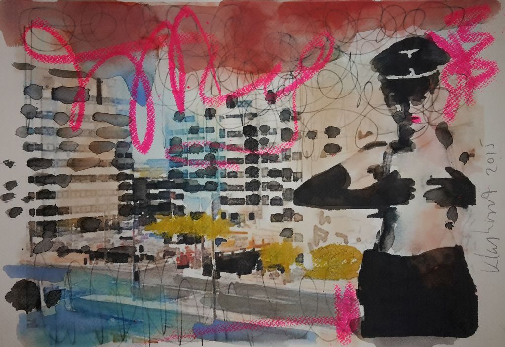 Peter Klashorst - Nightporter - Gemengde techniek op papier - gesigneerd - 2015 kopen? Bied vanaf 55!