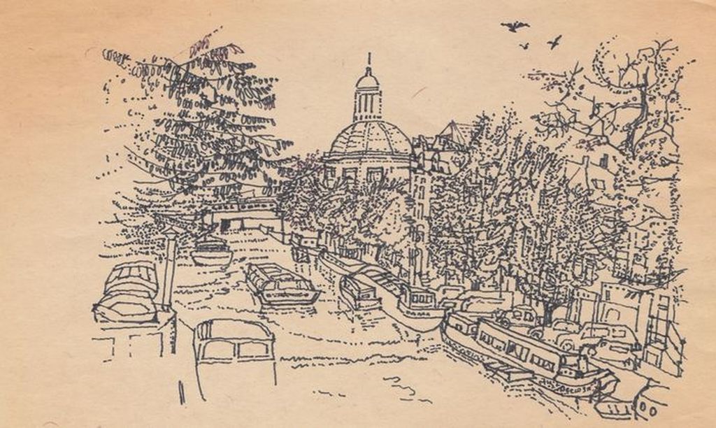 Onbekende kunstenaar - pentekening - Amsterdam 700  jaar(1975) kopen? Bied vanaf 1!