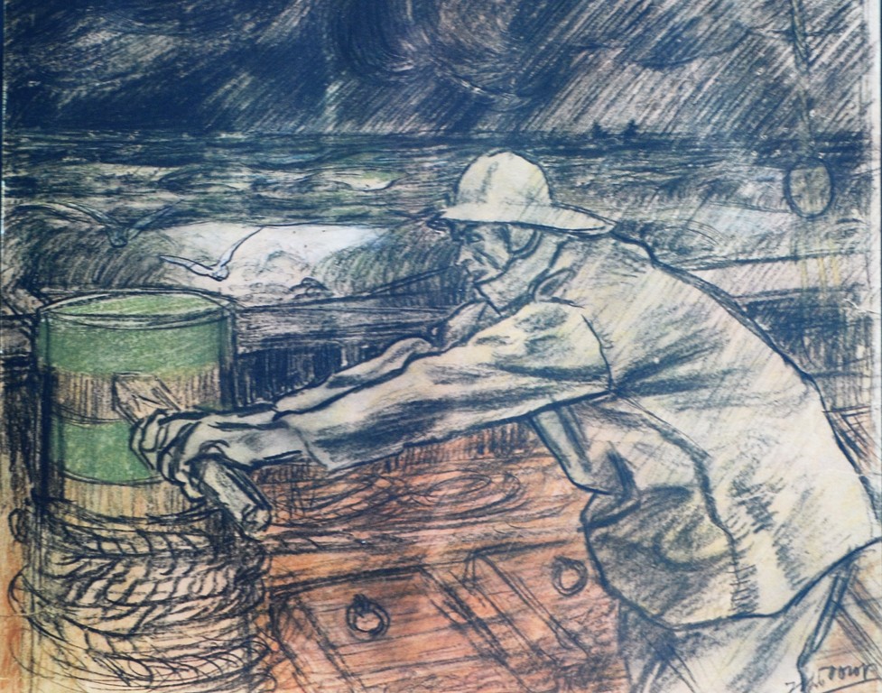 Jan Toorop (1858-1928) -  Koperdiepdruk  "Zeeman" 1900 in orginele lijst kopen? Bied vanaf 1!