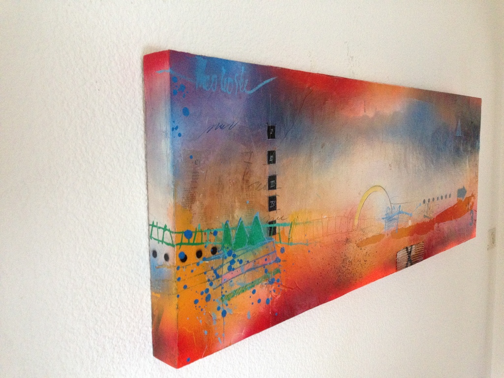 theo koster , gemengde techniek op paneel , titel; walk the line  kopen? Bied vanaf 250!