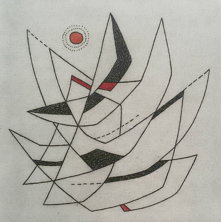 Jorj Morin - Lever du jour, ets (mooi ingelijst) verkocht voor € 75!