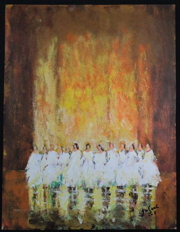 Jose van Gool: Acryl op papier, Z.T. Figuren in het wit kopen? Bied vanaf 40!