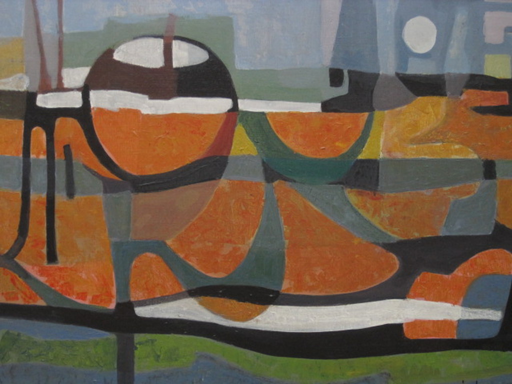 Geometrische abstractie van Juul Neumann (1919-1997) "landschap met netten" 1970 kopen? Bied vanaf 1!