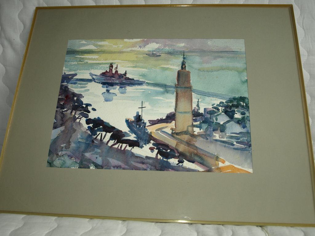 Simon Kok – Aquarel – Vuurtoren - Gesigneerd – Ingelijst – ca 1970 kopen? Bied vanaf 1!