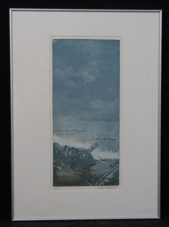 Sjoerd Bakker: Zeefdruk, Zonder titel - Ingelijst verkocht voor € 45!