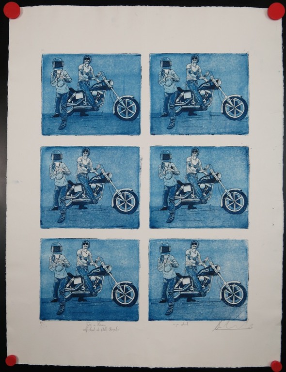 Ton Leenarts: Ets en Aquatint, Zelfportret als Hells Angels kopen? Bied vanaf 1!