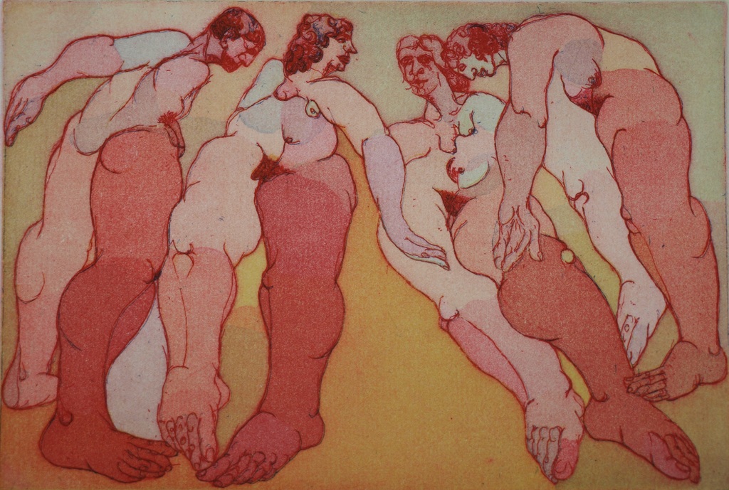 Onduidelijke signatuur : Ets en aquatint – Figurine I – Gesigneerd & ingelijst  verkocht voor € 40!