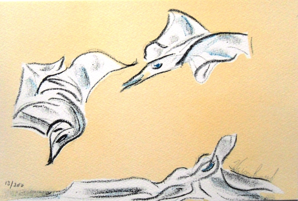 Reinhoud :CoBrA figuren in blauw (mooie lithografie) verkocht voor € 50!