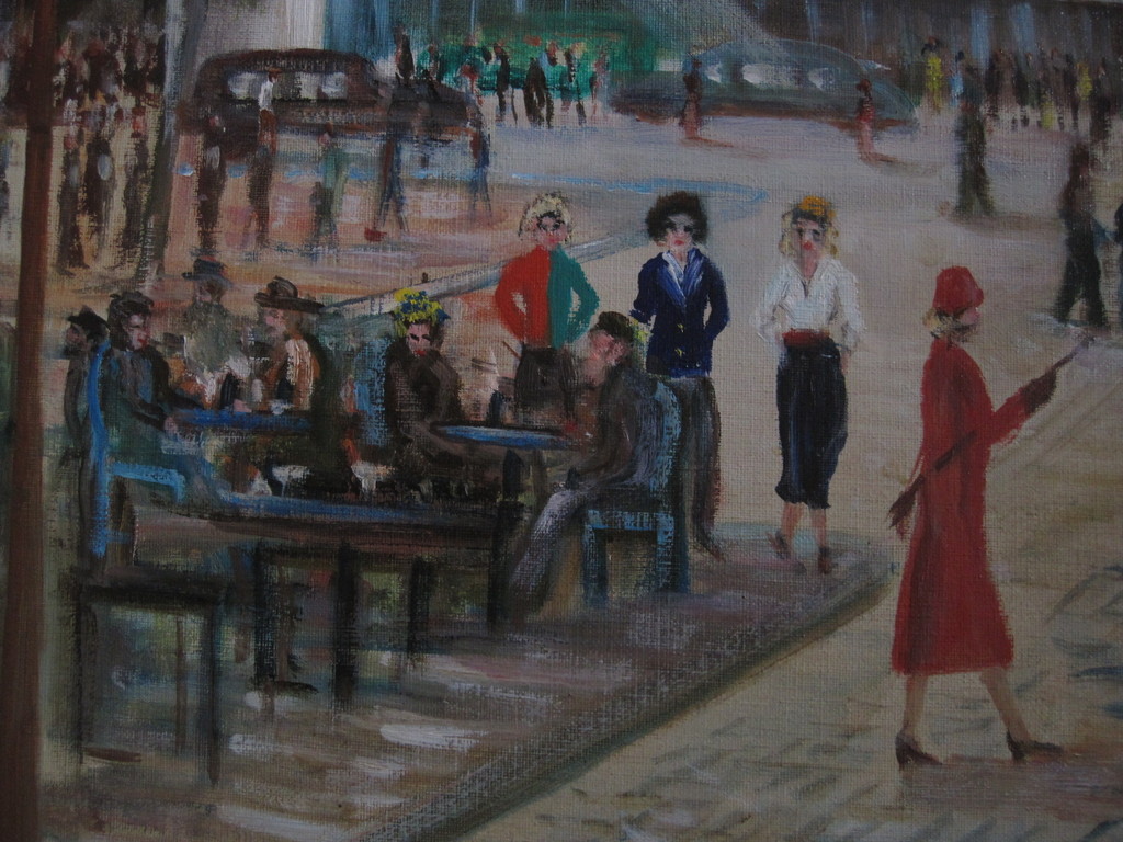 GROOT 1950 olieverf "Boulevard Clichy Moulin Rouge Parijs" gesigneerd  kopen? Bied vanaf 1!