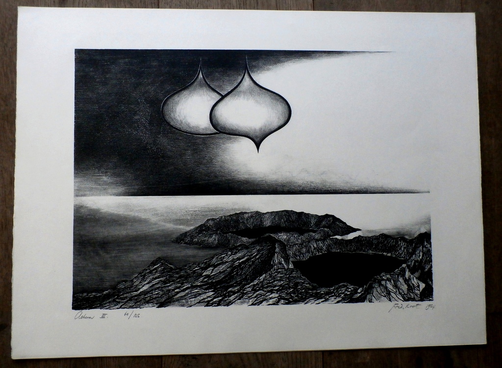 Fred Koot - Litho: Archeron III (Surrealistisch landschap)  - 1954  kopen? Bied vanaf 30!