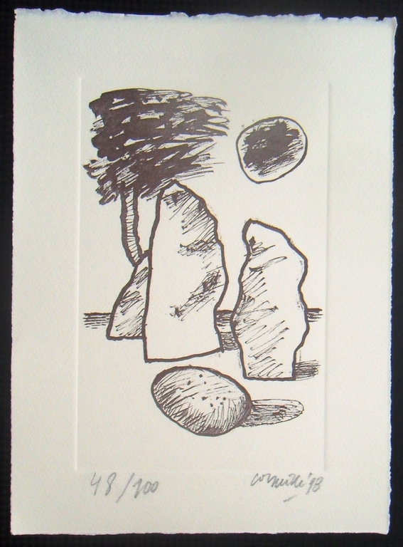 Corneille: compositie (ets in bister) verkocht voor € 60!