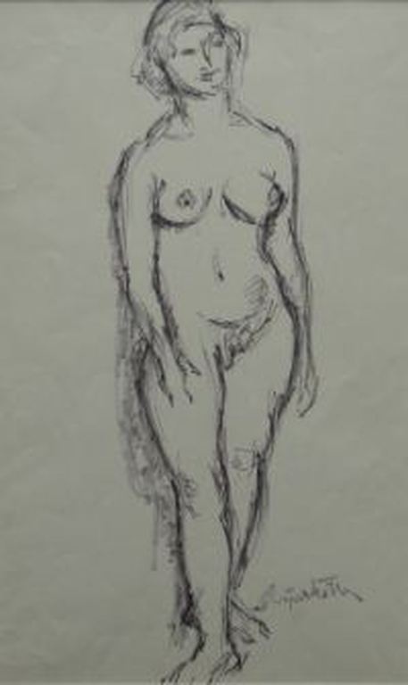 Gerard Schäperkötter , tekening, portret van naakte vrouw verkocht voor € 35!