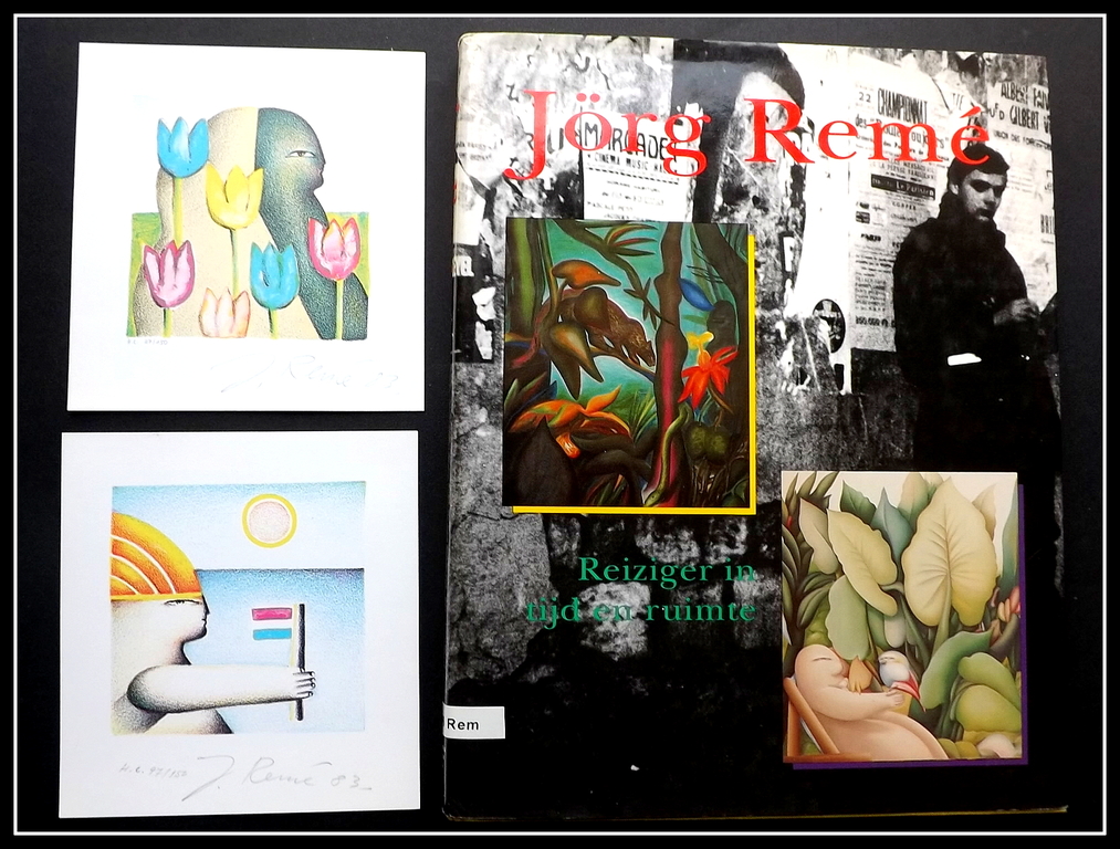 Jörg REMÉ - 2x gesigneerde litho + boek: Reiziger in tijd en ruimte verkocht voor € 46!
