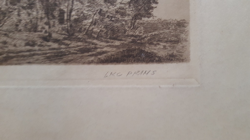 L.K.C. Prins (1887-1957) - ets, Het witte paard Hilversum, handgesigneerd kopen? Bied vanaf 25!
