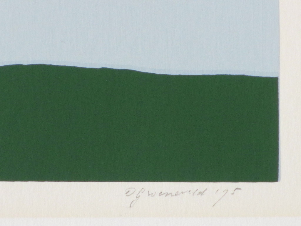 D.G.Wesseveld?, Landschap met kunstbomen, Zeefdruk kopen? Bied vanaf 1!