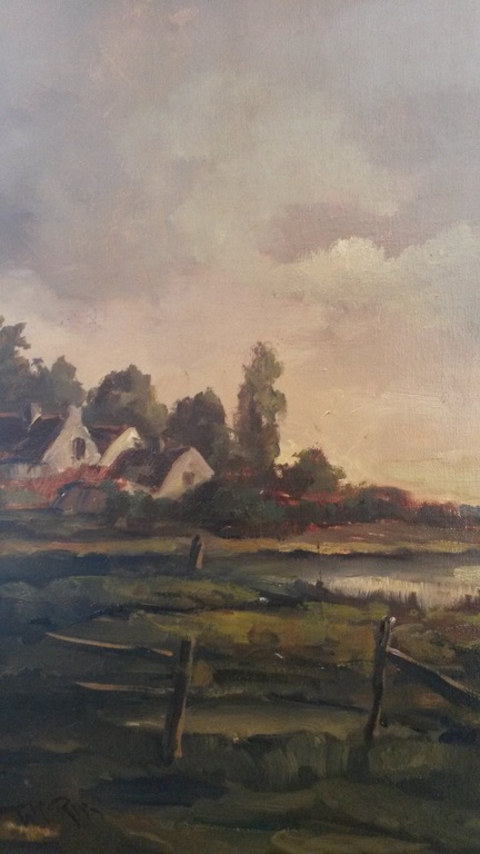 Hollands landschap - olieverf op doek - gesigneerd WC RipMooie olieverf op doek  kopen? Bied vanaf 1!