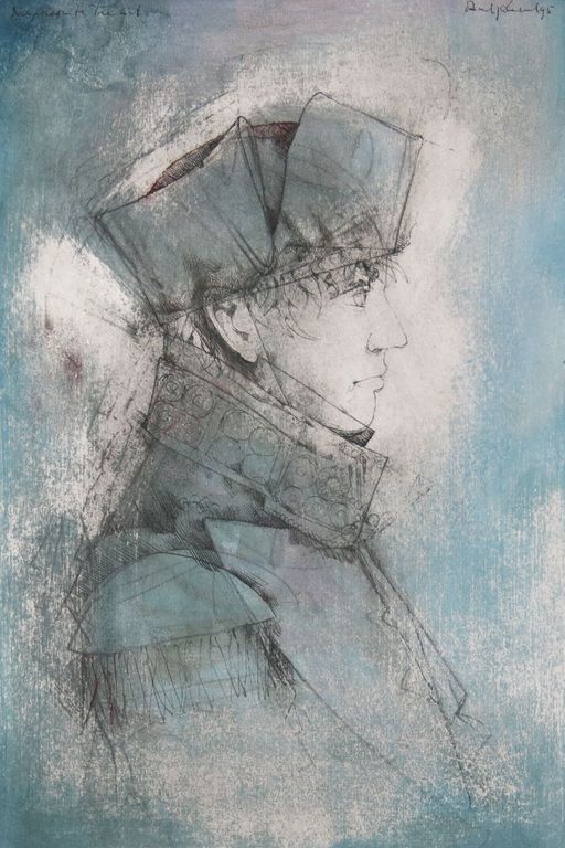 Dirkje Kuik: Potlood, Aquarel en Pasteltekening, Napoleon verkocht voor € 450!