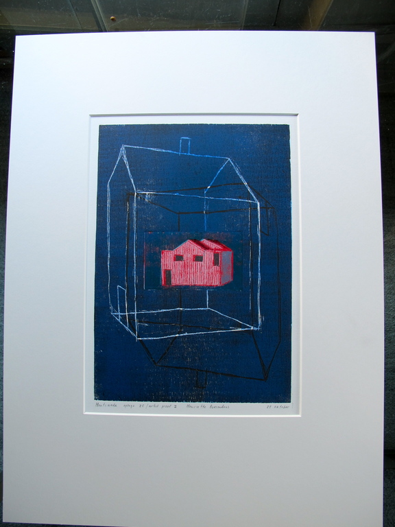 Henriette Boerendans, houtsnede , getiteld 25 oktober verkocht voor € 45!