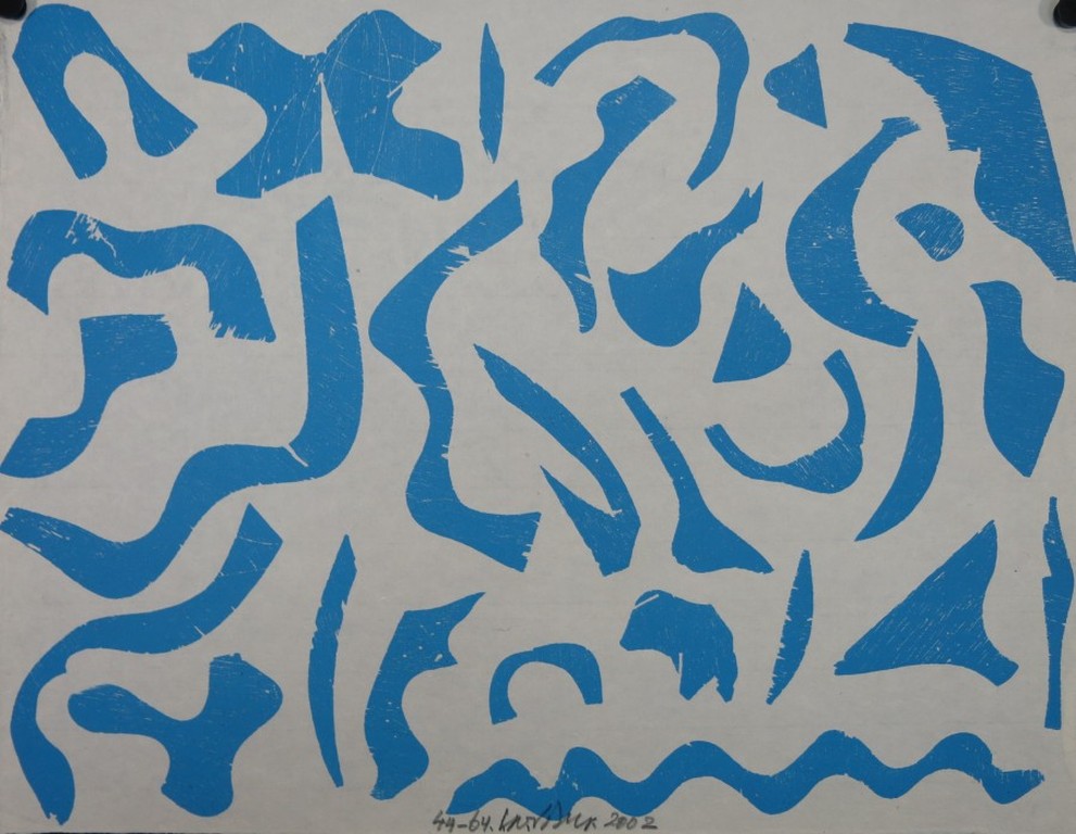 Carel Visser: Houtsnede op rijstpapier, Zonder titel (blauw) kopen? Bied vanaf 1!