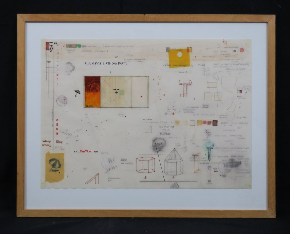 Theo Crijns: Gemengde techniek, Considering the indifference II - Ingelijst verkocht voor € 60!