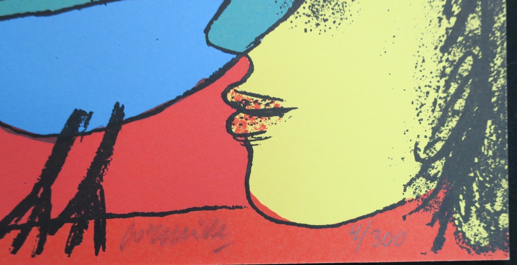 Corneille: Zeefdruk, Z.T. En profil met blauwe vogel kopen? Bied vanaf 50!