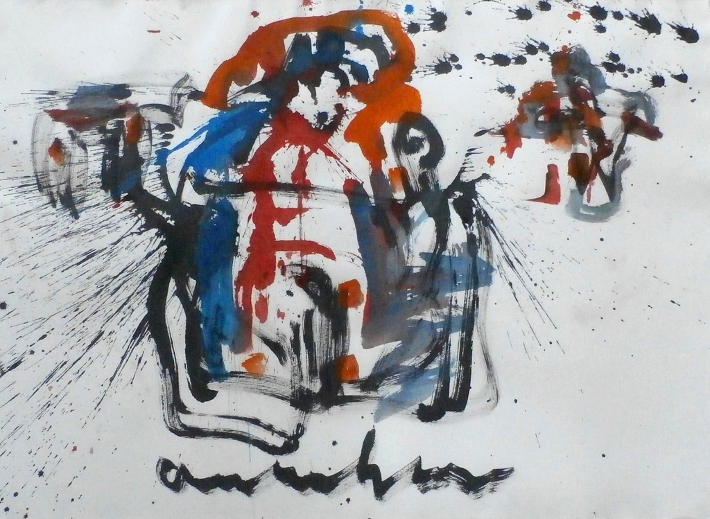 Anton Heyboer- ingelijste grote aquarel: Moeder En Kind - gratis verzending (*) verkocht voor € 450!