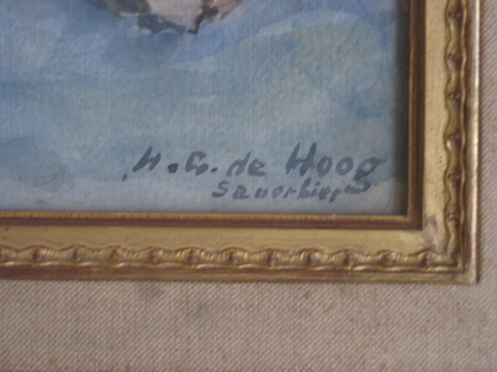 Hermina de Hoog Sauerbier aquarel - stileven met ansichtkaart - ca. 1930 kopen? Bied vanaf 1!