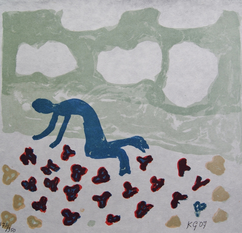 Klaas Gubbels litho op handgeschept papier - 2007 verkocht voor € 125!