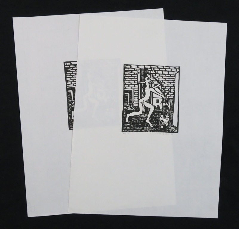 Lot met 2 grafische werken van Frank Bezemer:Lino op Japans papier, Zonder titel kopen? Bied vanaf 1!