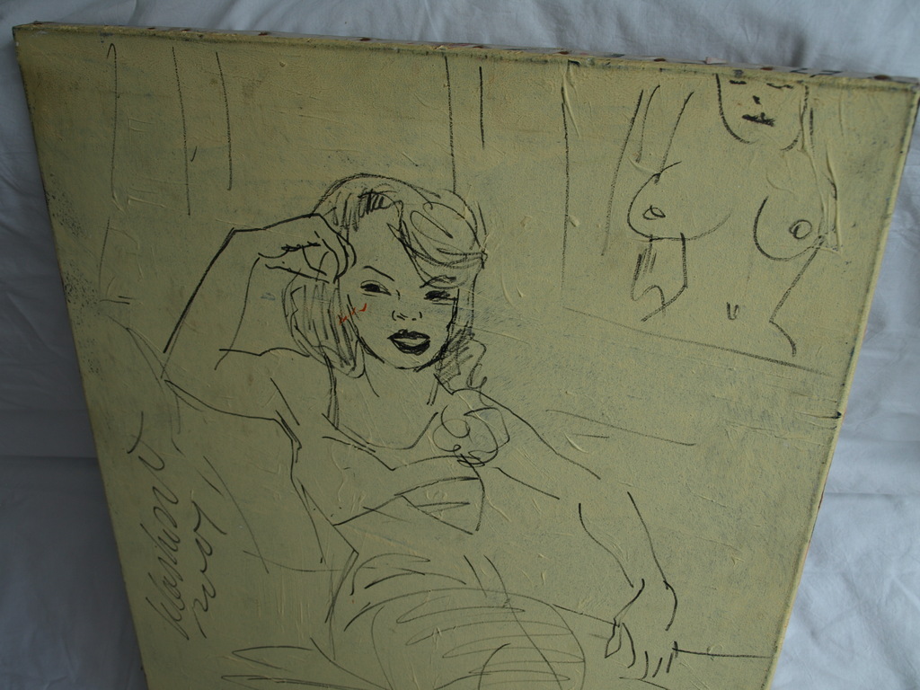 Peter Klashorst : Acrylverf en stift op doek – Vrouw – 80 x 60 cm –  2001 kopen? Bied vanaf 1!