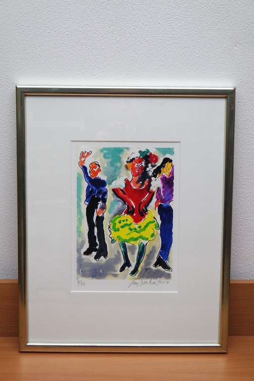 Jan Sierhuis (1928) - kleurendruk - dansers verkocht voor € 155!