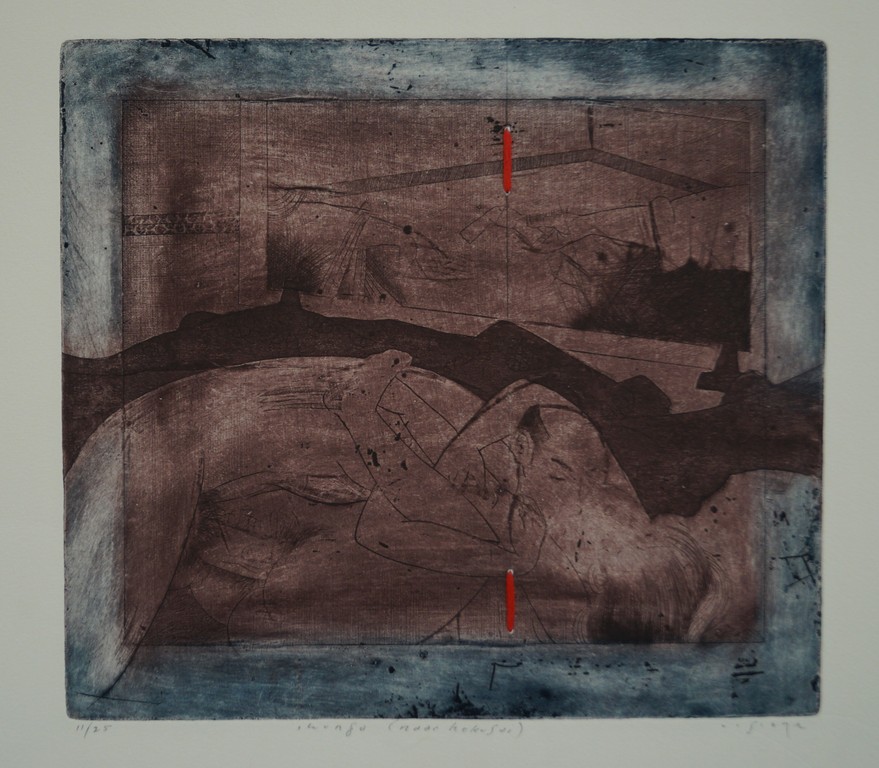 Mark Visione - gesigneerde ets- mixed media - shunga (naar hokusai) kopen? Bied vanaf 20!