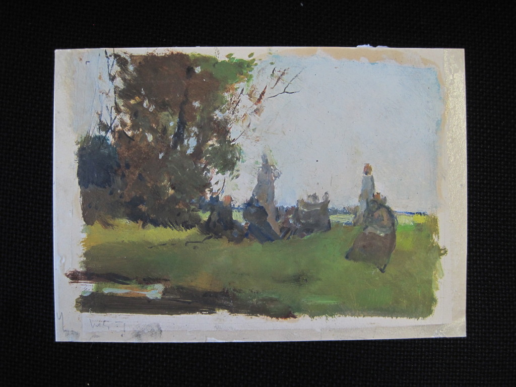 monogram WGFJ olieverf /papier "Zonnig landschap" plein air  kopen? Bied vanaf 1!