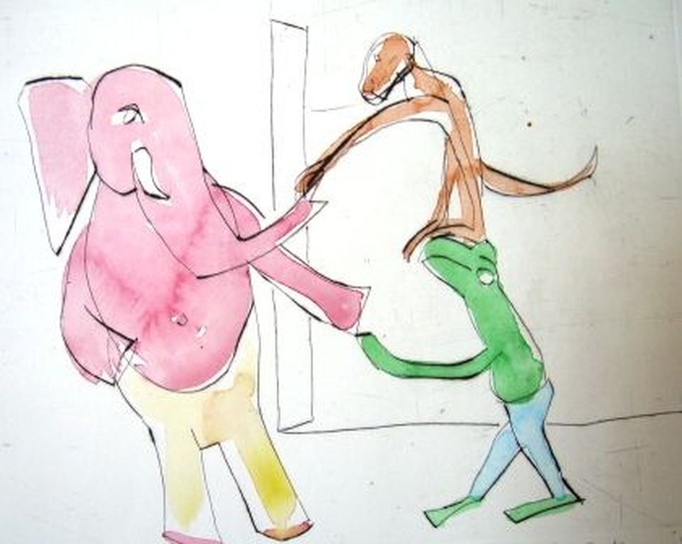 ANTON VREDE(1953-) Gesigneerde Ets ingekleurd met aquarelverf uit 2001 verkocht voor € 65!