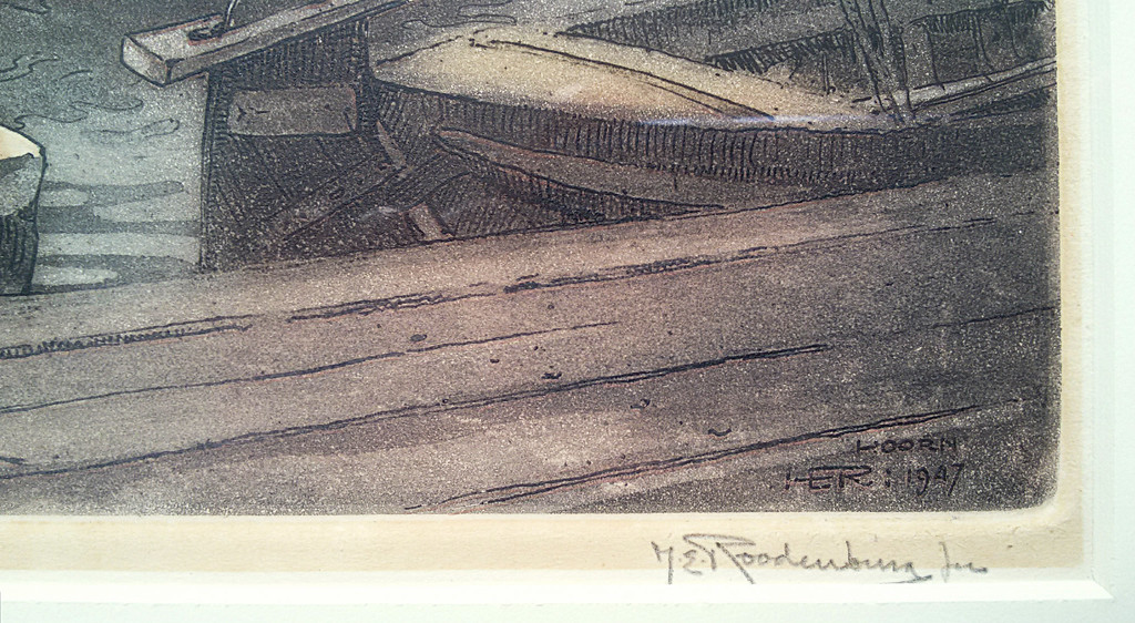 H.E. Roodenburg - Hoorn, ets (prachtig ingelijst) kopen? Bied vanaf 80!