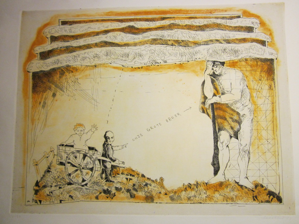 LUCEBERT handgesigneerde grote ets uit 1974 zeer zeldzaam, oplage van 30 stuks verkocht voor € 450!