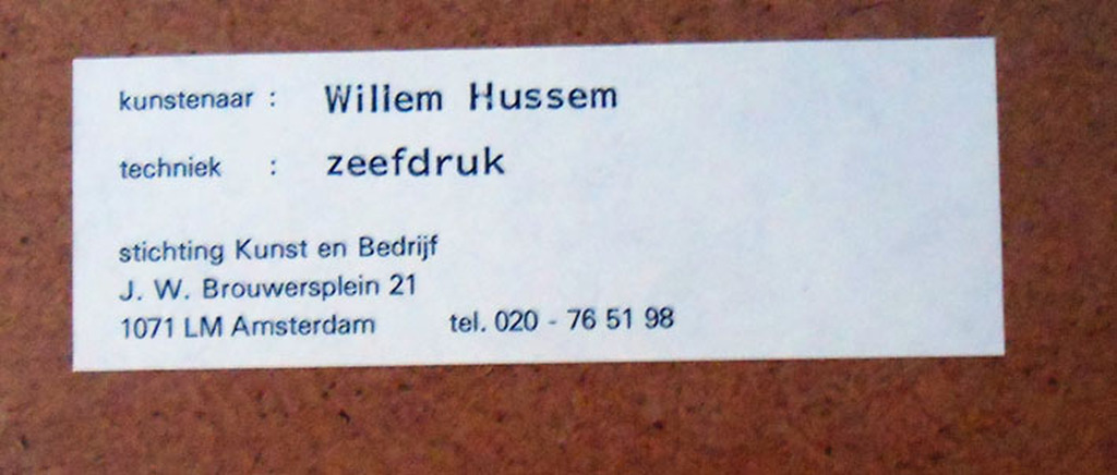 Willem Hussem - zeefdruk, ingelijst. kopen? Bied vanaf 130!