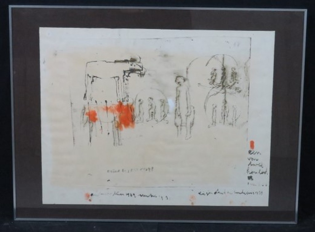 Anton Heyboer: Handbewerkte ets, Z.T. - Ingelijst verkocht voor € 250!