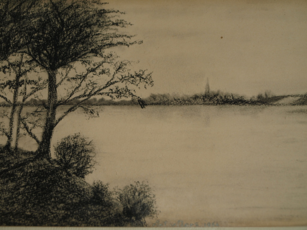 Ant. v. Oers – Tekening – Aan het water – Gesigneerd & ingelijst - 1964  kopen? Bied vanaf 1!