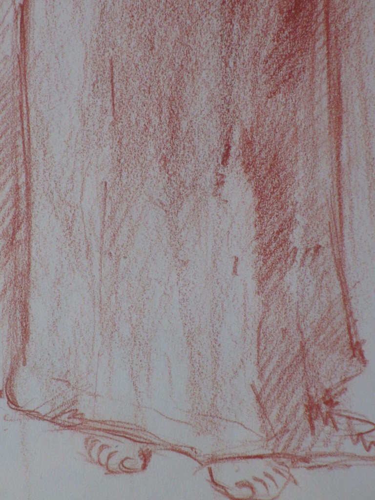 Onbekend, Staand naakt, Tekening in rood kopen? Bied vanaf 1!
