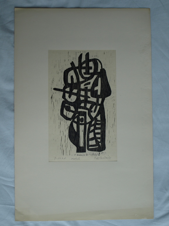 Frits Vanèn :  Houtsnede – Violiste – 1961 – oplage 15 ex. kopen? Bied vanaf 1!
