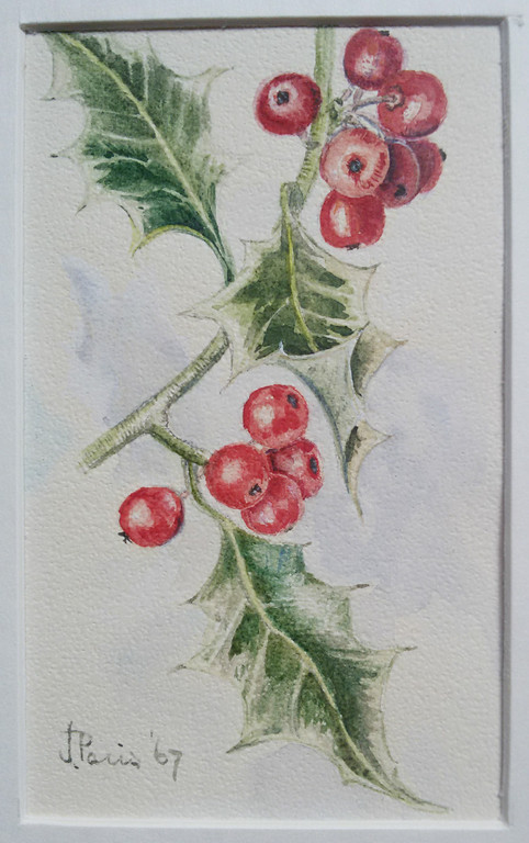 J. Paris - Bloemen en vruchten, 5x gemengde techniek (in passe-partout) kopen? Bied vanaf 40!